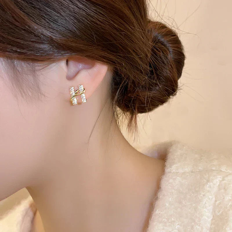 "Design Sense Gold Color Snake Wrapped Letters Stud Earrings"